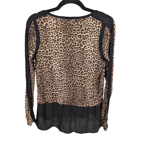 MICHAEL Michael Kors Chiffon-Hem Leopard-Print Top Brown Women's Size Medium - Picture 2 of 5